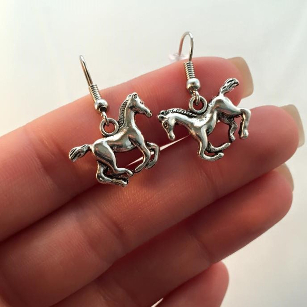 Silver Horse Earrings on Hypoallergenic Hooks